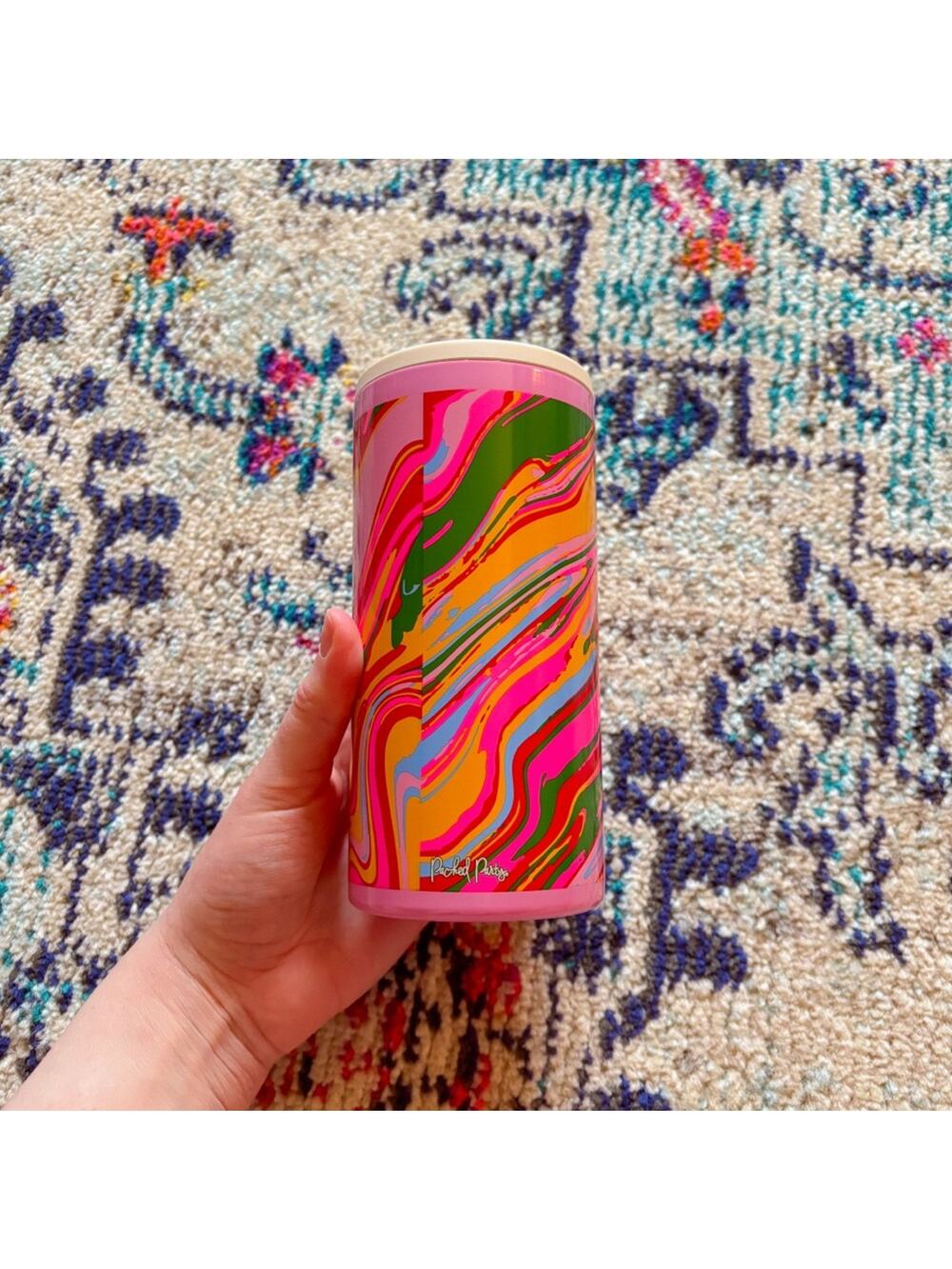 Packed Party Give It a Swirl Rainbow Slim Can Cooler Double Wall